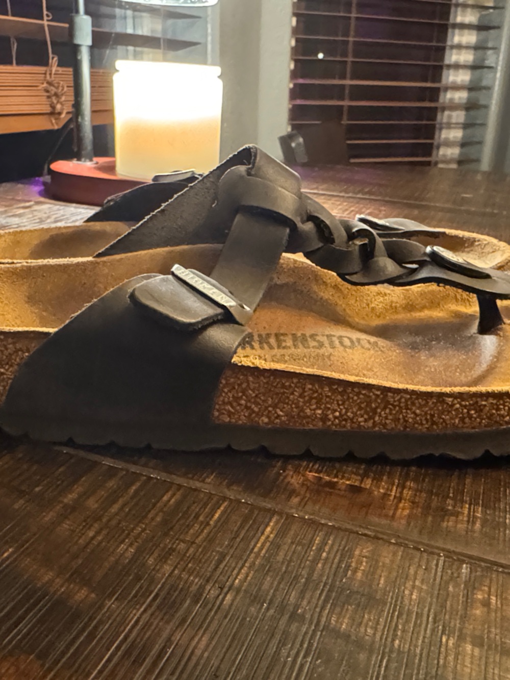 Birkenstock’s Braided Leather Toe-Post
Birkenstock Sandals in black with silver
